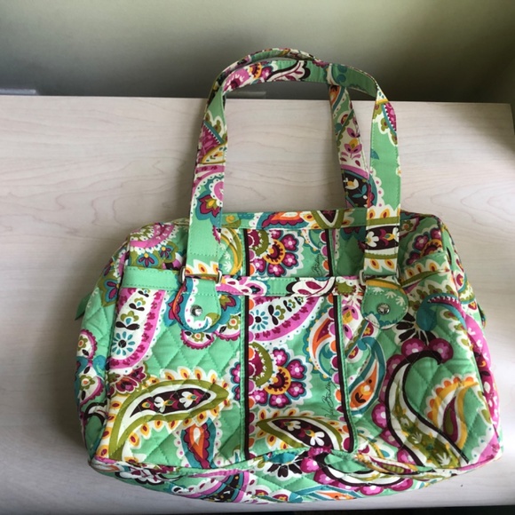 Sale New Vera Bradley Mint Floral Paisley Design Satchel Handbag - Picture 3 of 9